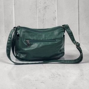 Volganik Rock Forest Green Faux Leather Multi Pocket Crossbody Shoulder Bag